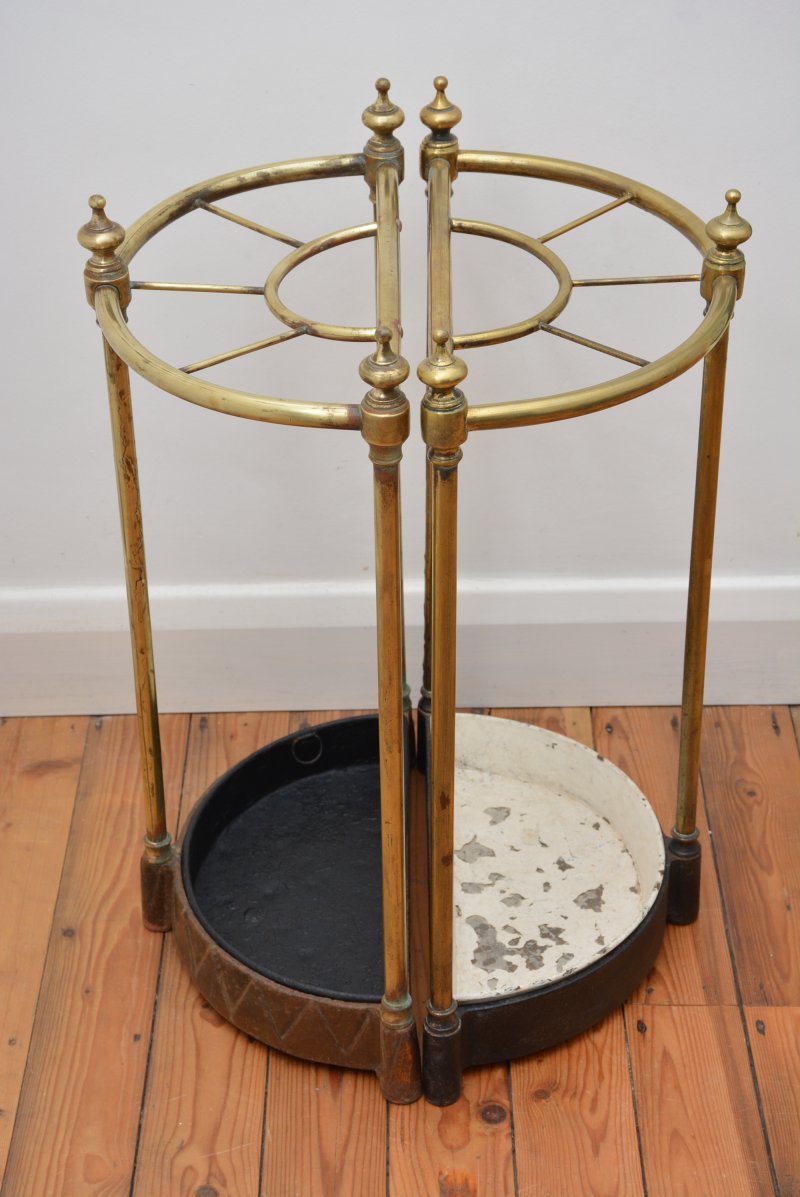 Pair Of English Antique Umbrella Stands in Brass, Victorian c1870s - Image 6